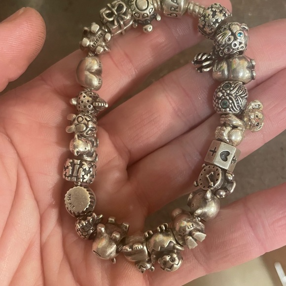 Silver fully loaded Pandora charm bracelet size 7.75 inches - Picture 5 of 11
